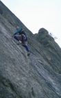 Ade running it out on Peshastin sandstone